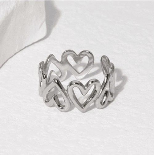 물결 하트 레이어드 반지