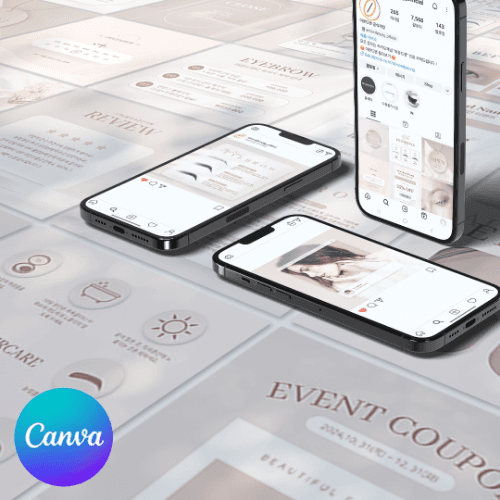 [캔바] 반영구 눈썹 인스타그램 피드 템플릿 50장 - 크림딸기