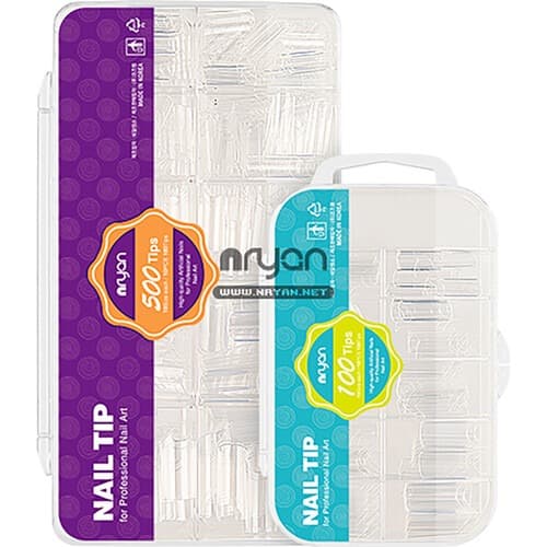 NRYAN 엔리안 네일 팁 C커브 (내츄럴/클리어) 100 tips (턱있음) 시험용팁 C커브팁