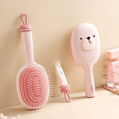 핑크곰 캐릭터 롤 빗
